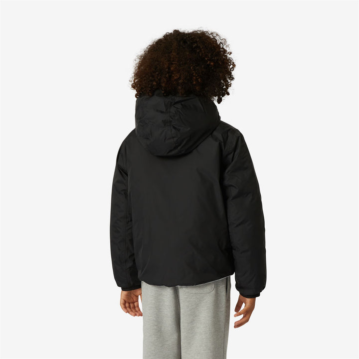 Jackets Boy P. JACQUES THERMO PLUS.2 REVERSIBLE Short BLACK PURE - GREY LT Dressed Front Double		