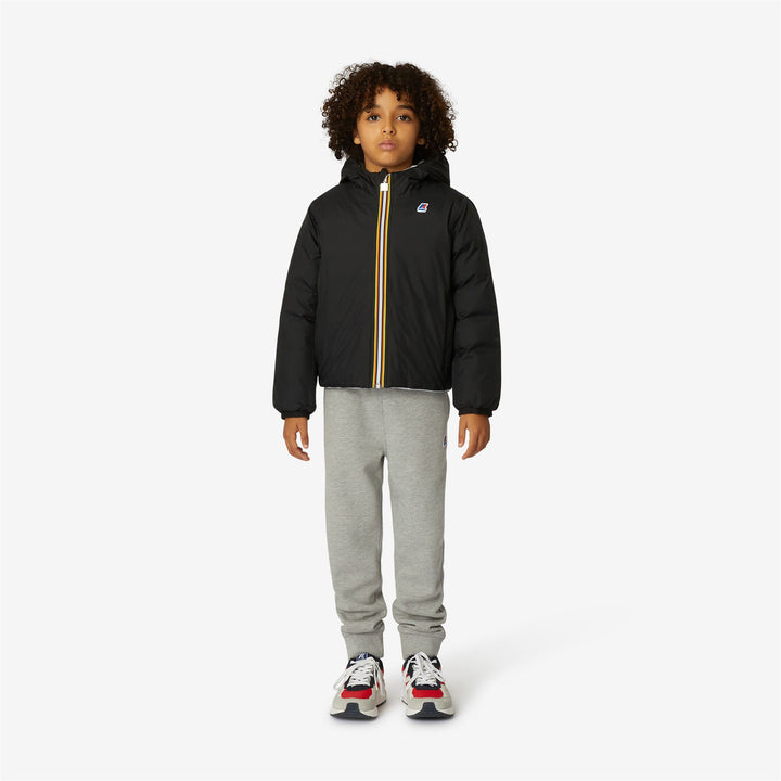 Jackets Boy P. JACQUES THERMO PLUS.2 REVERSIBLE Short BLACK PURE - GREY LT Dressed Back (jpg Rgb)		