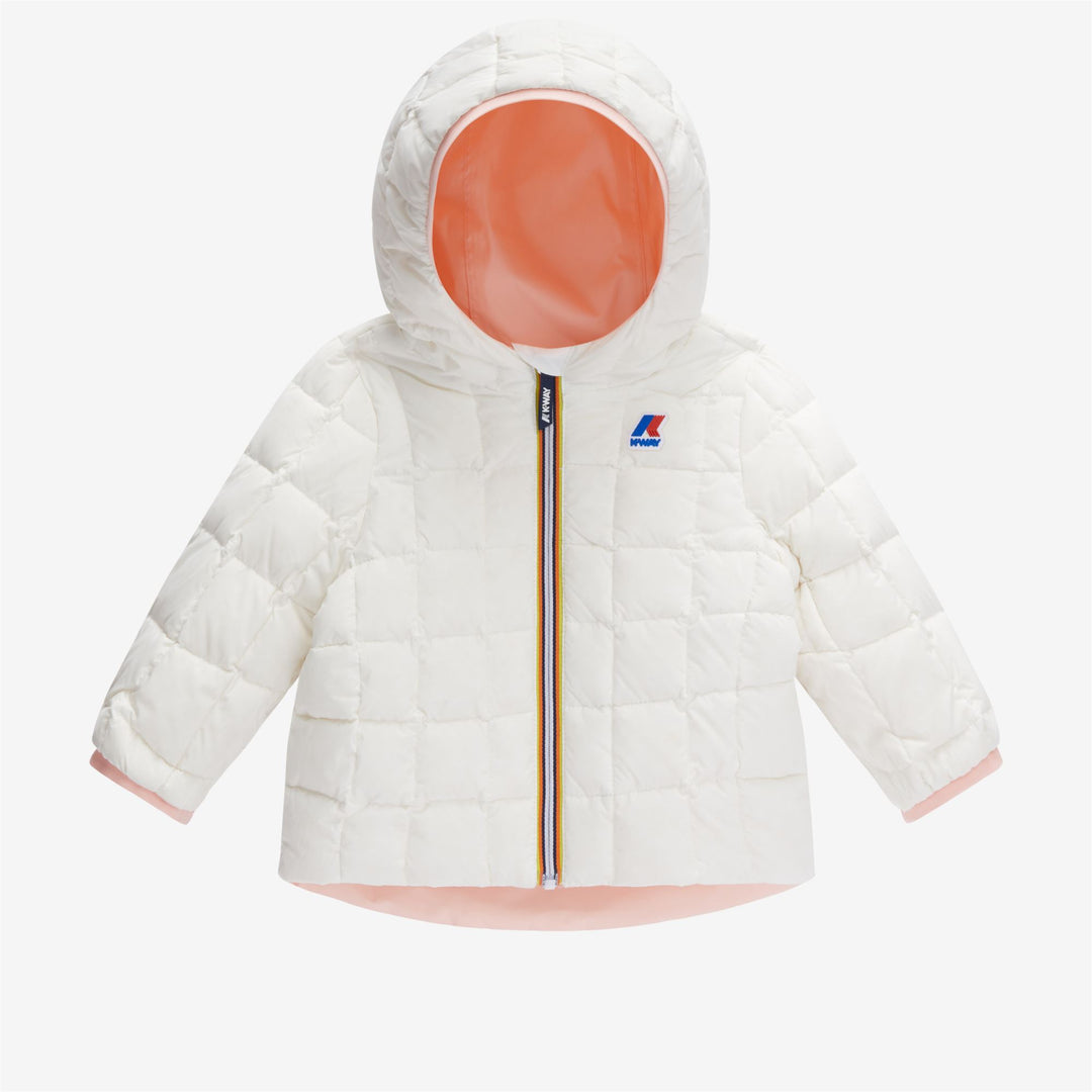 Jackets Kid unisex E. JACQUES THERMO PLUS.2 DOUBLE Short PINK DAFNE - WHITE Dressed Side (jpg Rgb)		