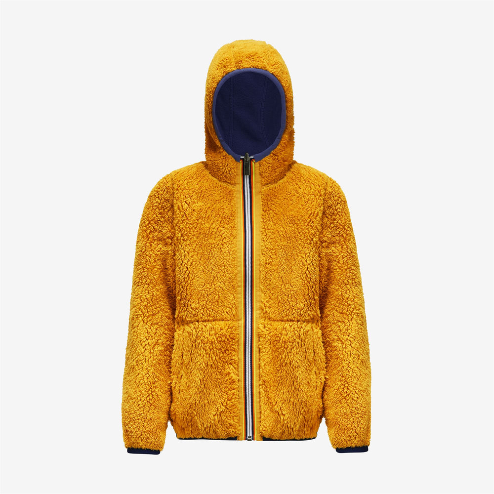 Fleece Boy P. JACQUES POLAR REVERSIBLE Jacket BLUE MEDIEVAL - YELLOW RASPBERRY Dressed Front (jpg Rgb)	