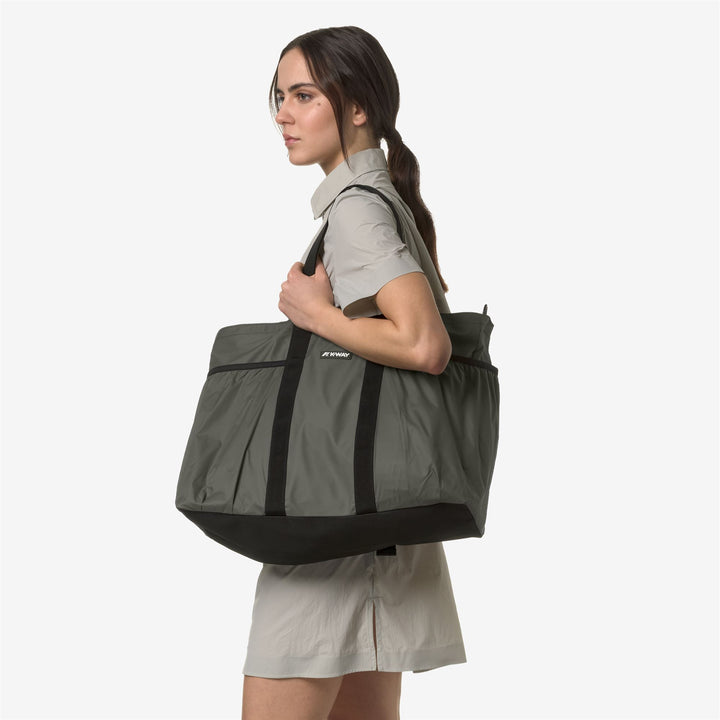 Bags Unisex SAINT MALO TOTE BAG GREEN BLACKISH Dressed Back (jpg Rgb)		