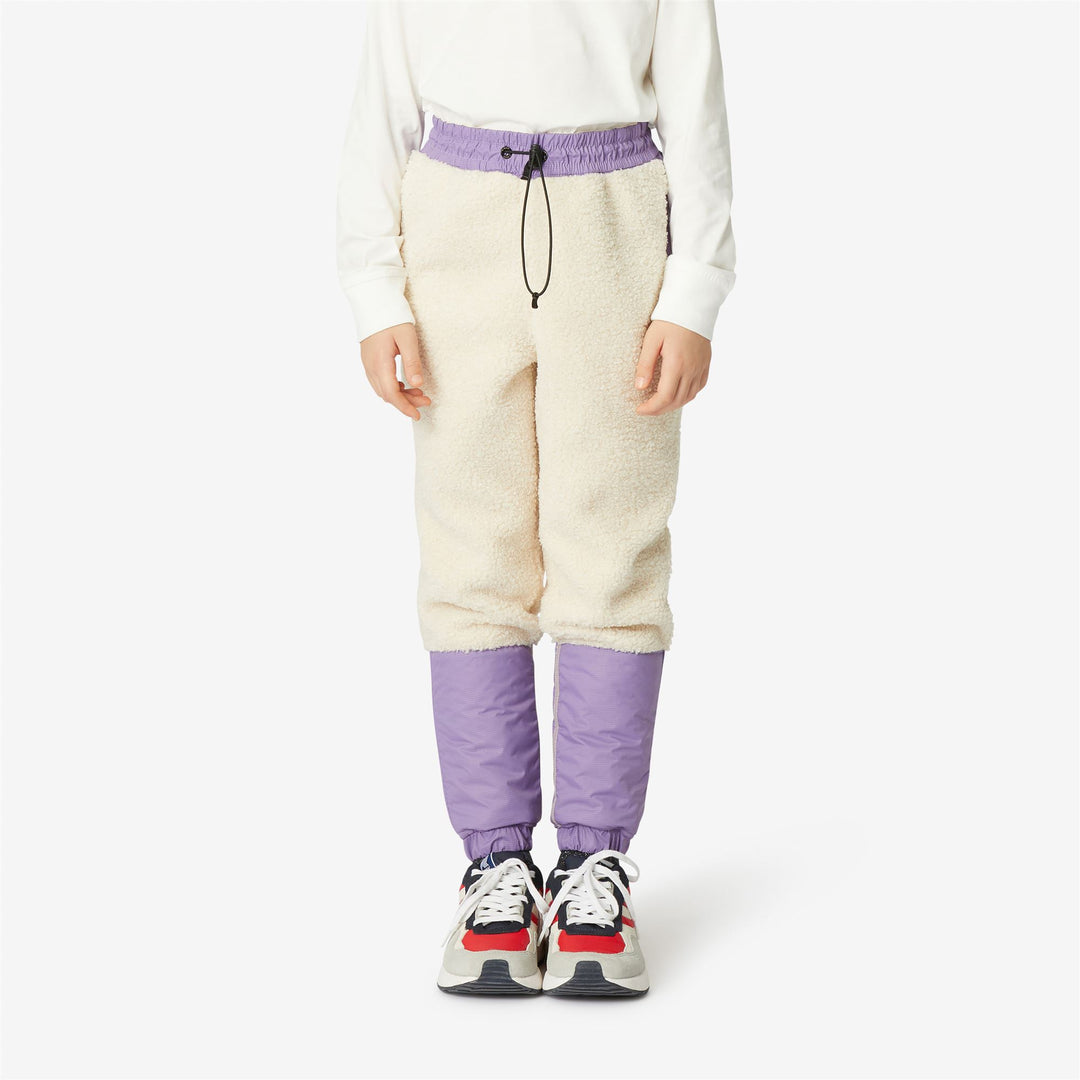 Pants Kid unisex P. LE VRAI 3.0 KAEL ORSETTO Sport Trousers ECRU-VIOLET LAVENDER Dressed Back (jpg Rgb)		