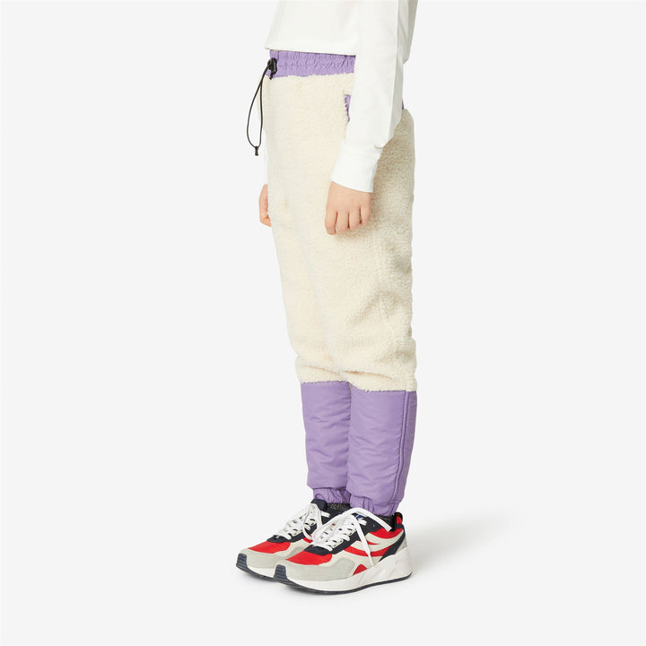 Pants Kid unisex P. LE VRAI 3.0 KAEL ORSETTO Sport Trousers ECRU-VIOLET LAVENDER Detail (jpg Rgb)			