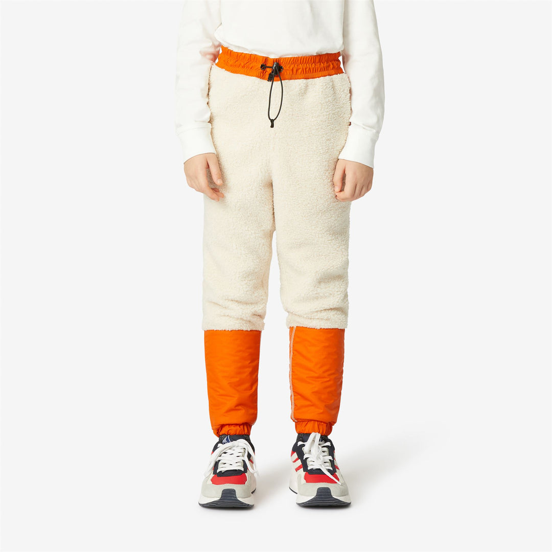 Pants Kid unisex P. LE VRAI 3.0 KAEL ORSETTO Sport Trousers ECRU-ORANGE RUST Dressed Back (jpg Rgb)		