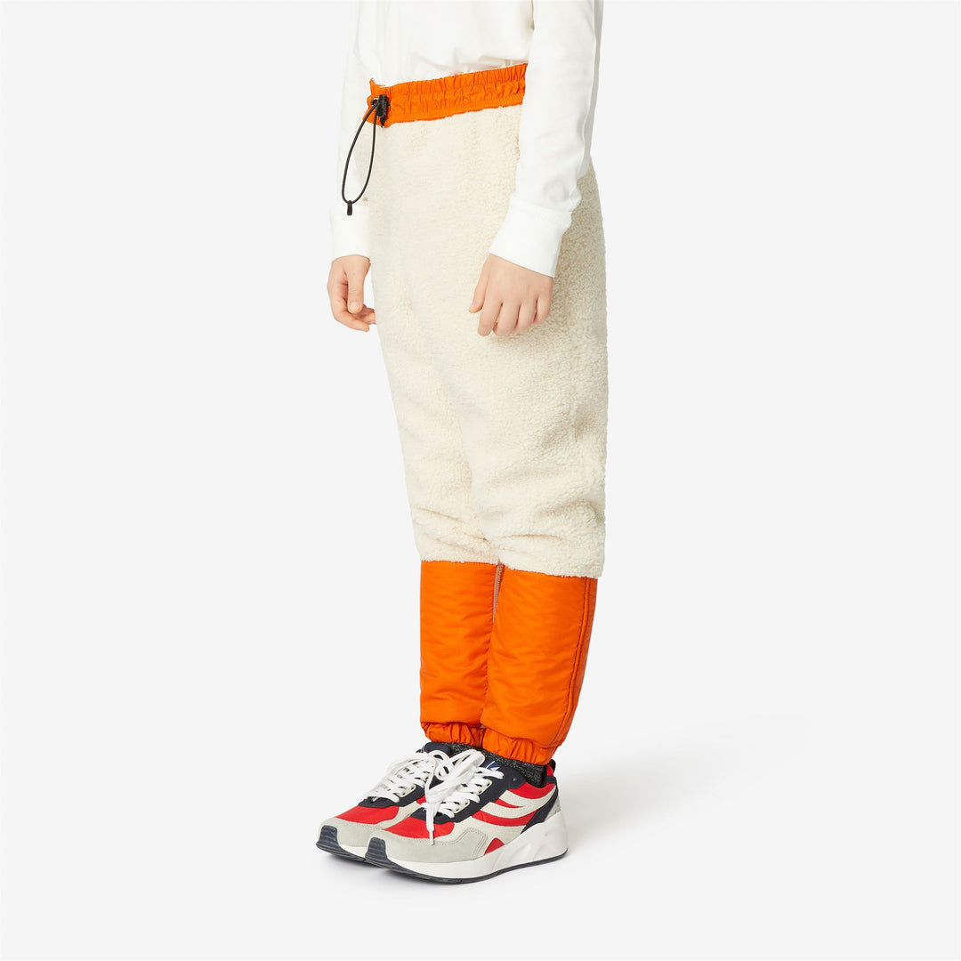 Pants Kid unisex P. LE VRAI 3.0 KAEL ORSETTO Sport Trousers ECRU-ORANGE RUST Detail (jpg Rgb)			