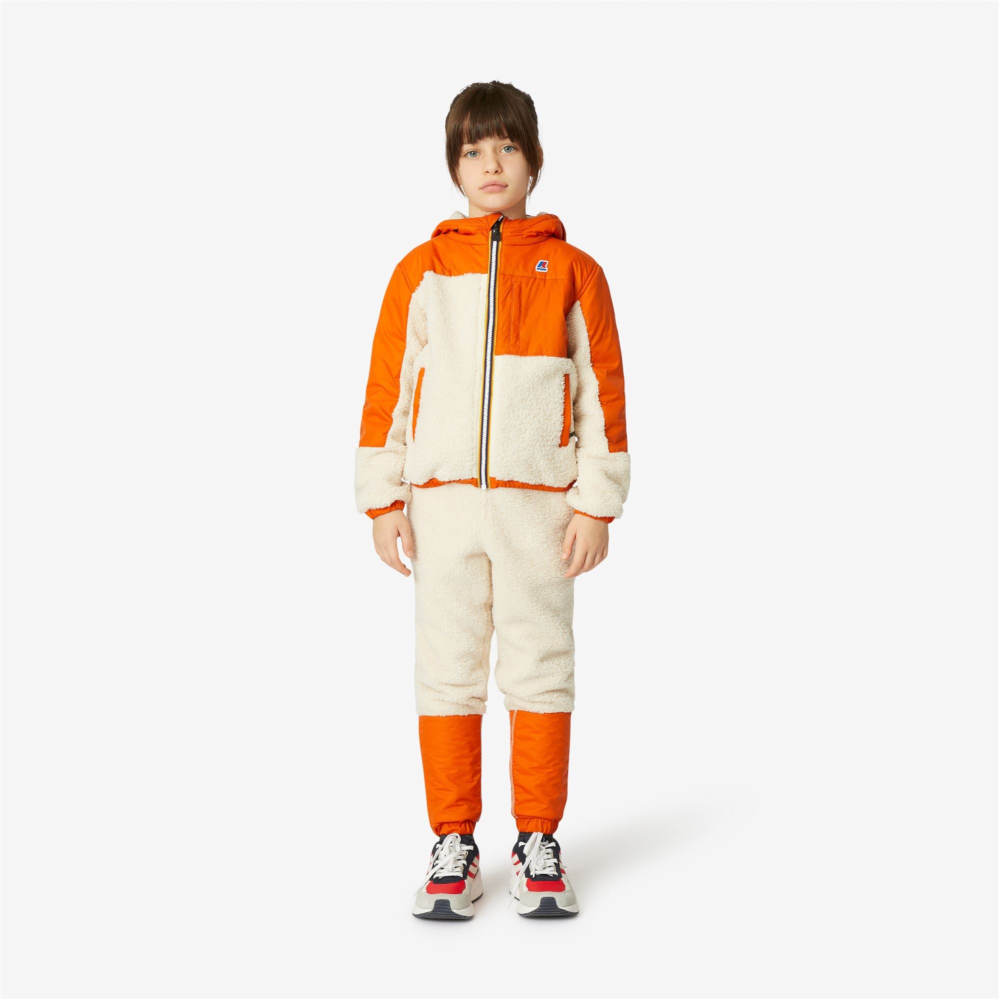 K Way Kids Le Vrai 3.0 Neige Orsetto panelled jacket - Orange