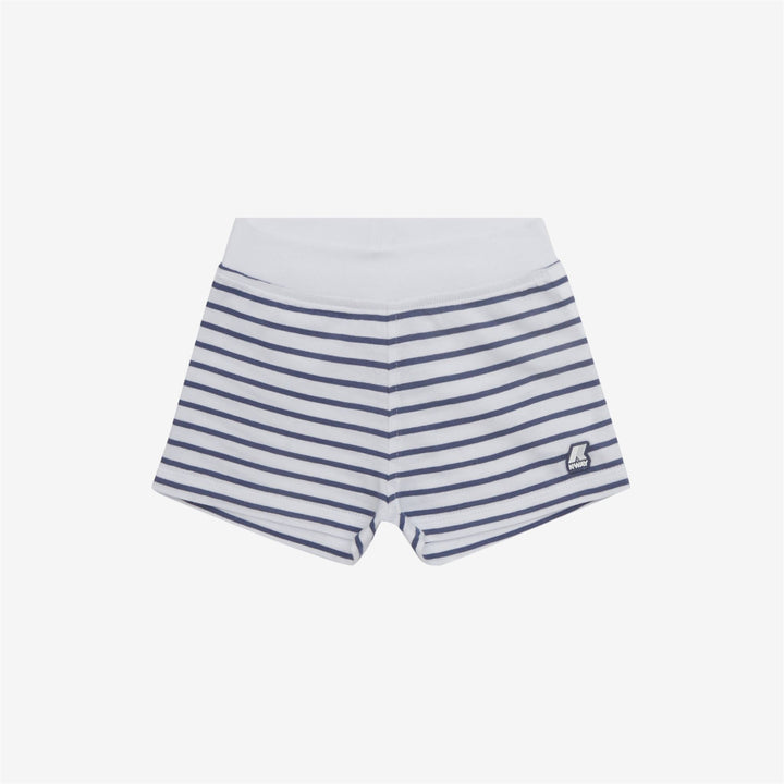 Shorts Kid unisex E. NOISETTE STRIPES Sport  Shorts WHITE - BLUE INDIGO Photo (jpg Rgb)			