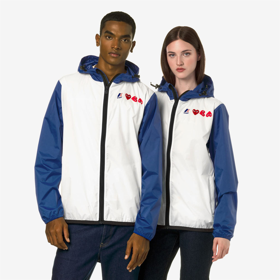 Jackets Unisex LE VRAI 3.0 CLAUDE CDG OPEN US OF SURFING BICOLOR Mid WHITE - BLUE ROYAL MARINE Detail Double				