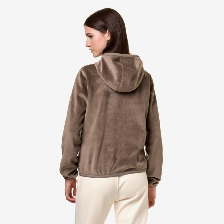 Fleece Woman LILY VELOUR POLAR DOUBLE Jacket BEIGE T-BEIGE E Dressed Front Double		