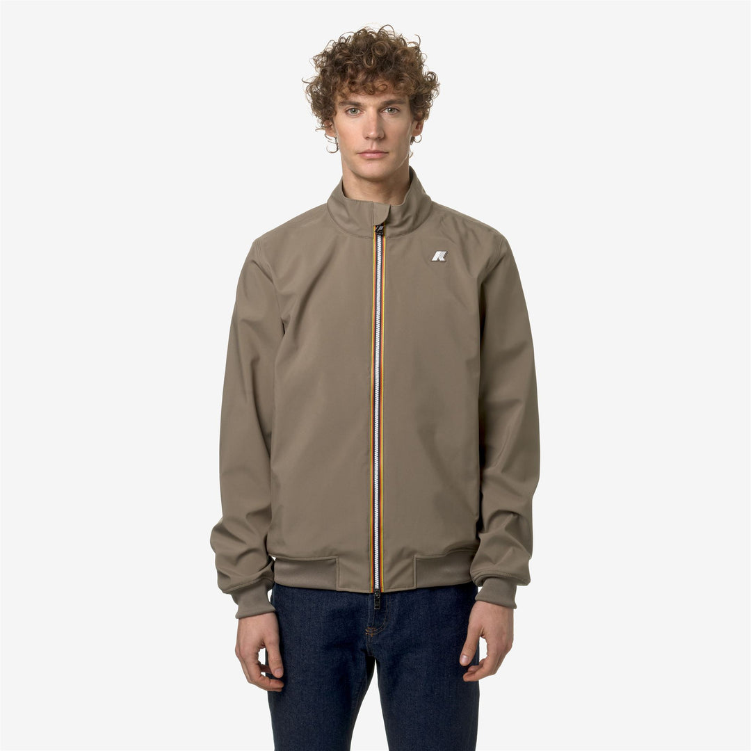 Jackets Man ARSENE BONDED JERSEY Short BEIGE TAUPE Dressed Back (jpg Rgb)		