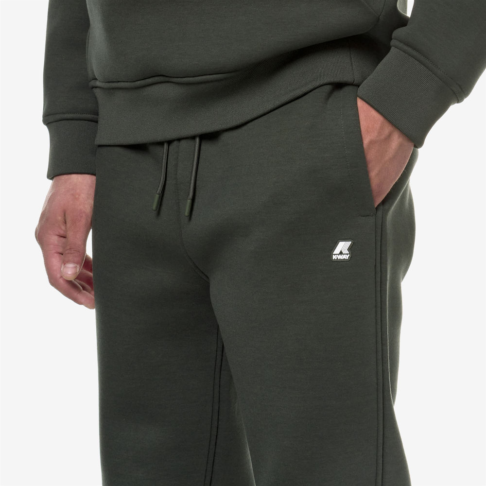 Pants Man MICK SPACER Sport Trousers GREEN BLACKISH Detail Double				