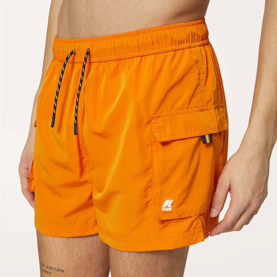 Bathing Suits Man MELLOW Swimming Trunk ORANGE RUST Detail Double				