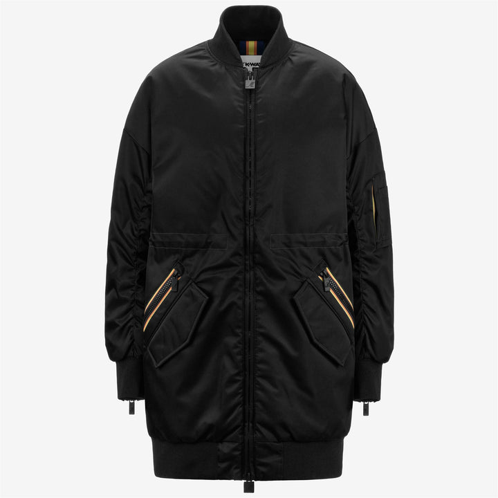 Jackets Woman LONW THERMO SHINY TWILL 3/4 LENGTH BLACK PURE Photo (jpg Rgb)			