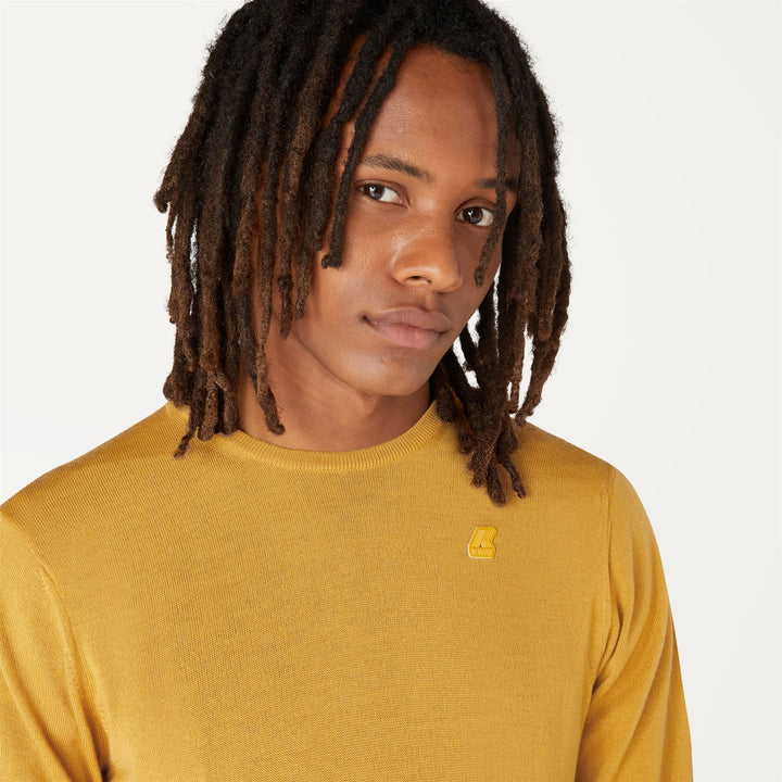 Knitwear Man SEBASTIEN MERINO Pull  Over YELLOW RASPBERRY Detail Double				