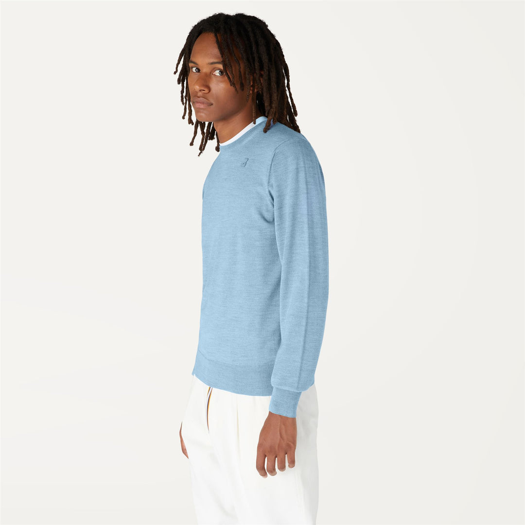 Knitwear Man SEBASTIEN MERINO Pull  Over AZURE DK Detail (jpg Rgb)			