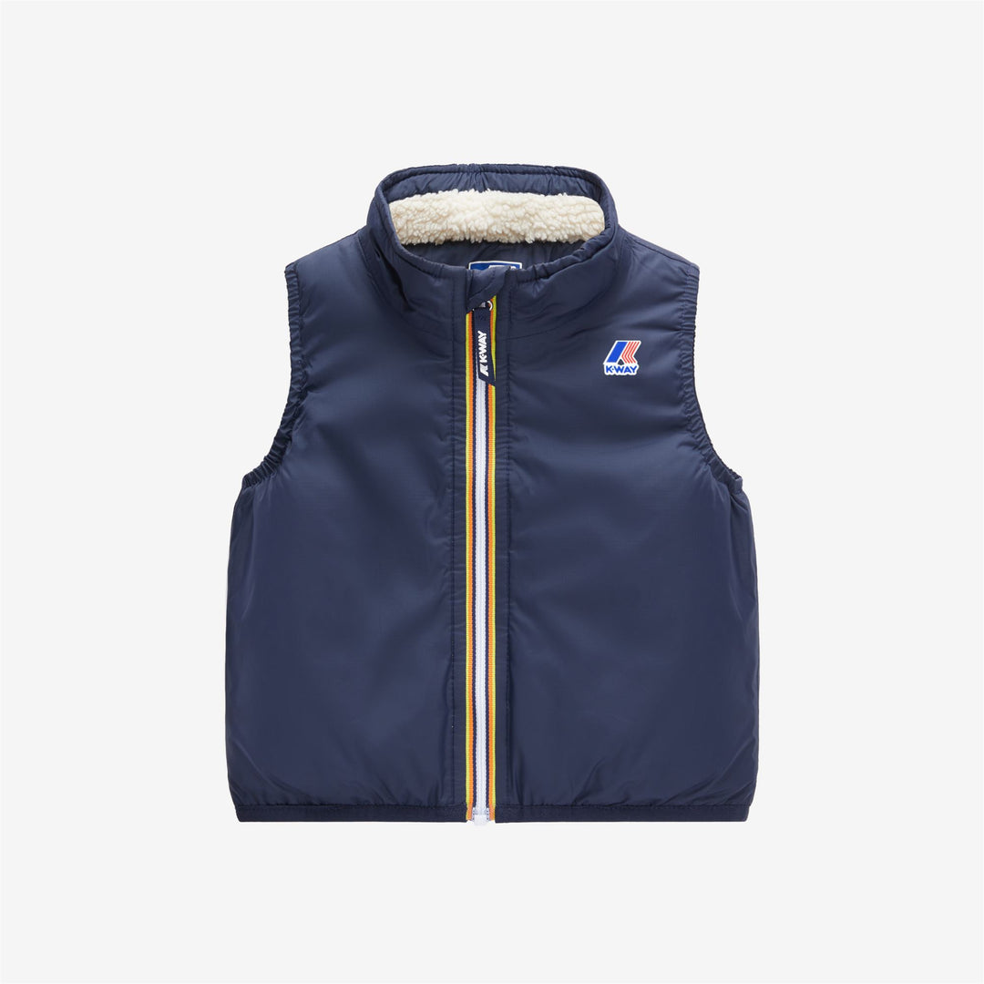 Jackets Kid unisex E. LE VRAI 3.0 ROULAND ORSETTO Vest ECRU-BLUE DEPHT Photo (jpg Rgb)			