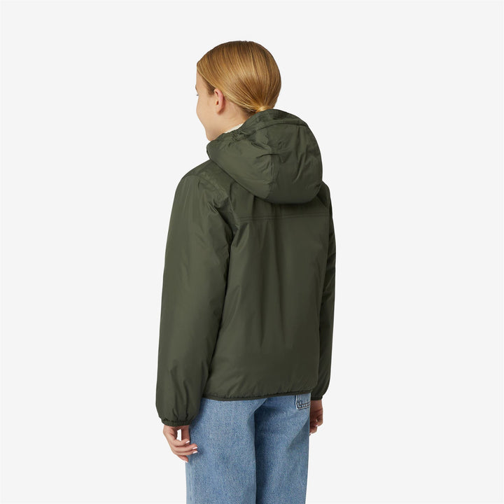 Jackets Kid unisex P. LE VRAI 3.0 CLAUDE ORSETTO Mid ECRU-GREEN BLACKISH Dressed Front Double		