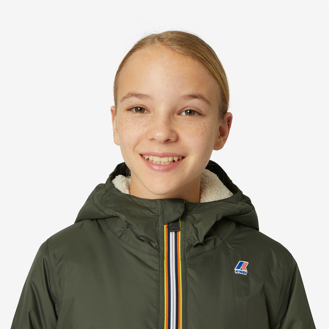 Jackets Kid unisex P. LE VRAI 3.0 CLAUDE ORSETTO Mid ECRU-GREEN BLACKISH Detail Double				