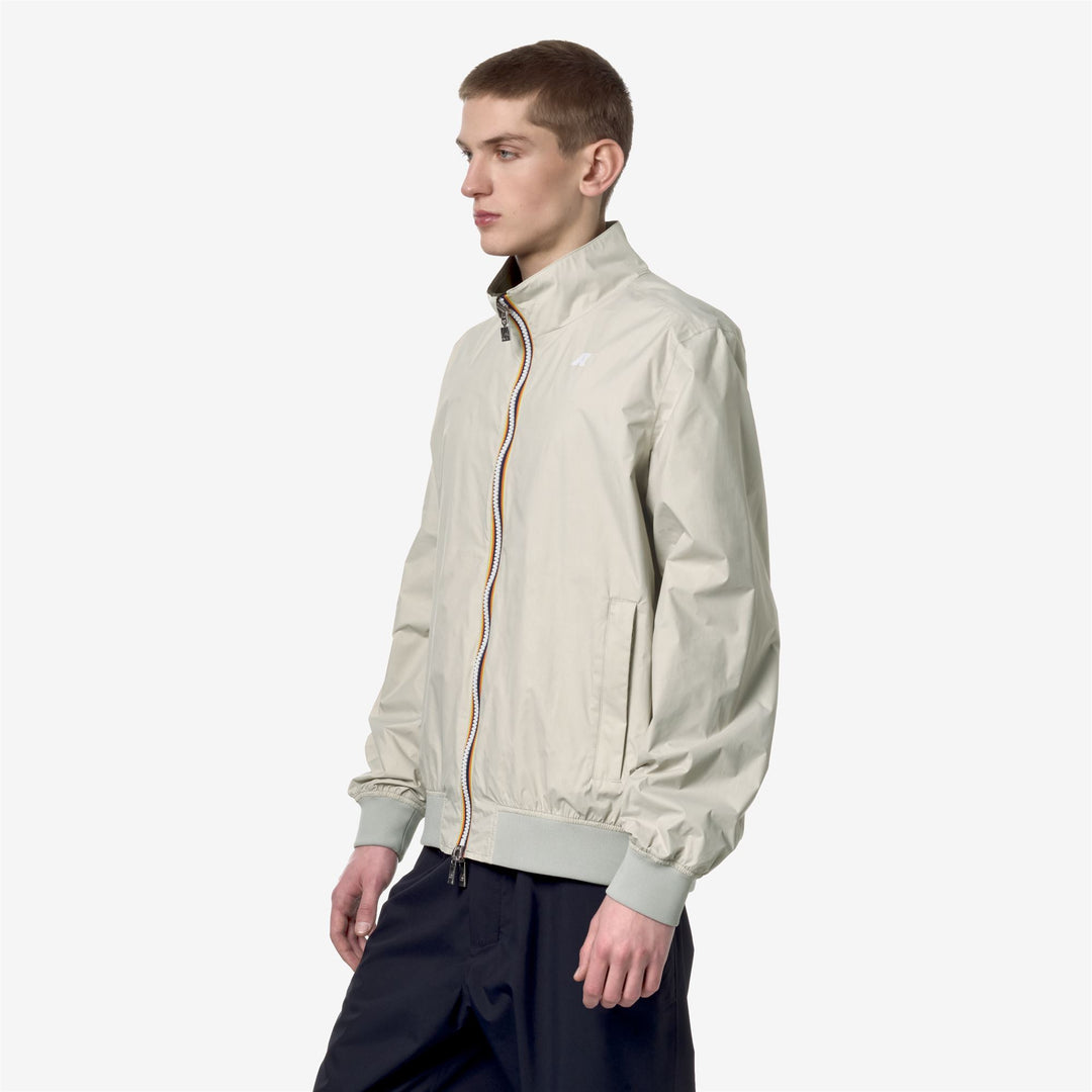 Jackets Man ARSENE PLUS.2 DOUBLE Short BEIGE L-GREEN C Detail (jpg Rgb)			