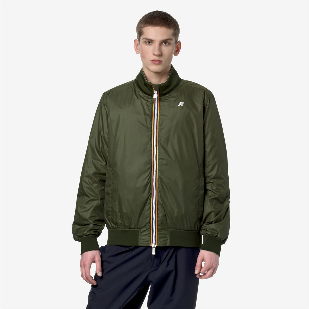 Jackets Man ARSENE PLUS.2 DOUBLE Short BEIGE L-GREEN C Detail Double				