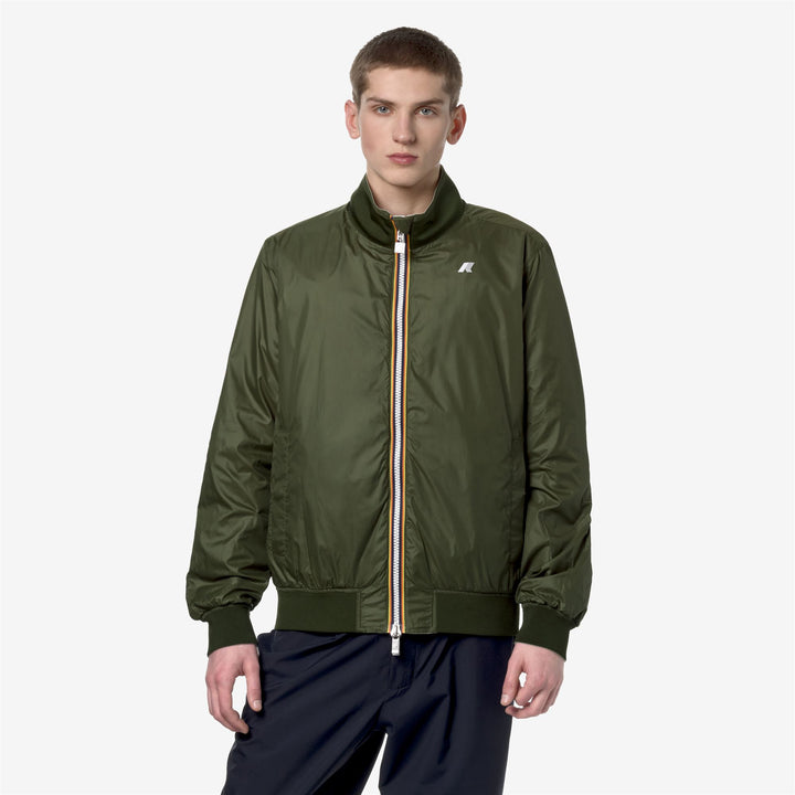 Jackets Man ARSENE PLUS.2 DOUBLE Short BEIGE L-GREEN C Detail Double				