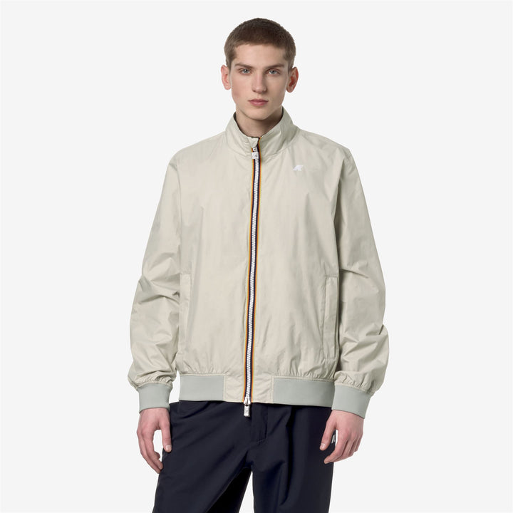 Jackets Man ARSENE PLUS.2 DOUBLE Short BEIGE L-GREEN C Dressed Back (jpg Rgb)		