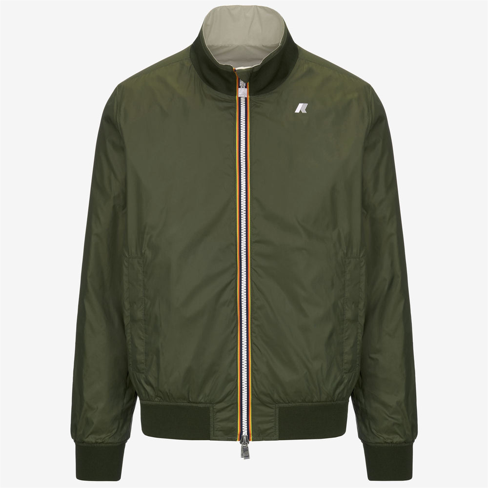 Jackets Man ARSENE PLUS.2 DOUBLE Short BEIGE L-GREEN C Dressed Front (jpg Rgb)	