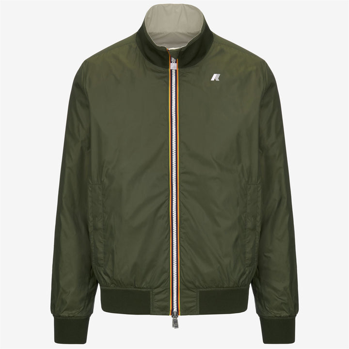 Jackets Man ARSENE PLUS.2 DOUBLE Short BEIGE L-GREEN C Dressed Front (jpg Rgb)	