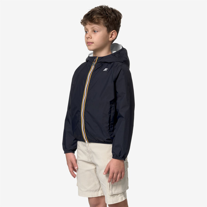 Jackets Boy P. JAKE PLUS.2 DOUBLE Short BLUE DEPTH - WHITE Detail (jpg Rgb)			