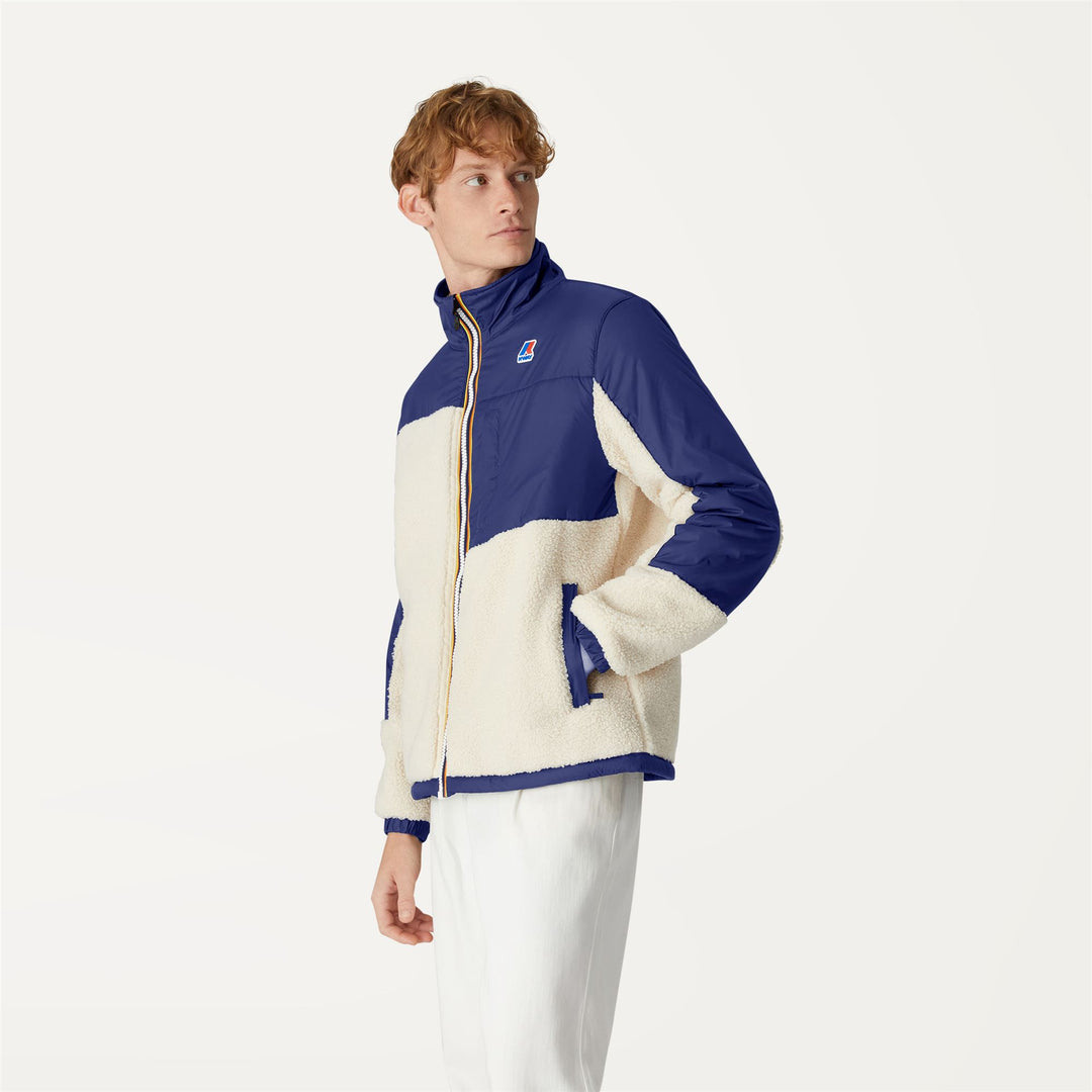 Fleece Unisex LE VRAI 3.0 NERSEV ORSETTO Jacket ECRU-BLUE MEDIEVAL Detail (jpg Rgb)			