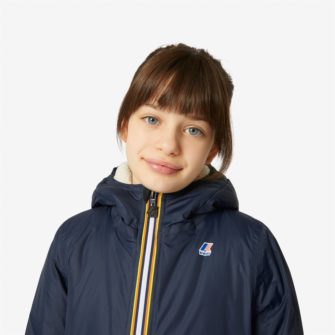 Jackets Kid unisex P. LE VRAI 3.0 EIFFEL ORSETTO 3/4 Length ECRU-BLUE DEPHT Detail Double				