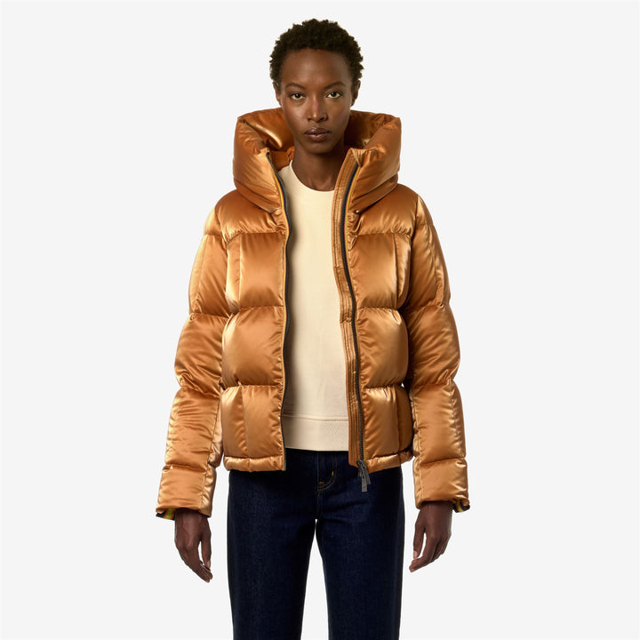 Jackets Woman BRIELIN HEAVY BRICK-LIKE QUILTED Short ORANGE METAL Dressed Back (jpg Rgb)		