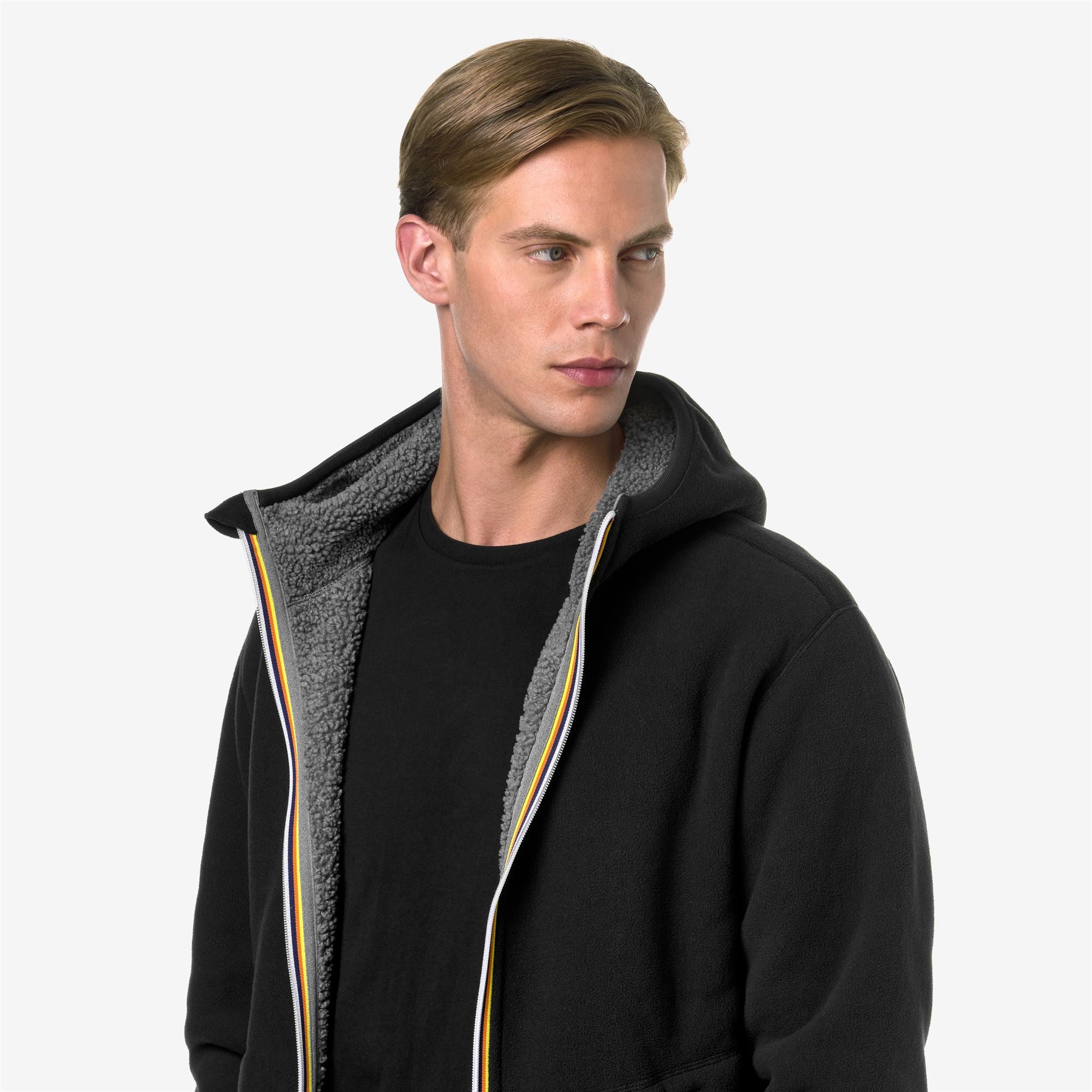 JACK SHERPA POLAR REVERSIBLE Fleece Jacket Man BLACK P GREY MD