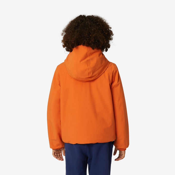 Jackets Boy P. JACQUES WARM REVERSIBLE Short ORANGE RUST - BLUE DEPTH Dressed Front Double		