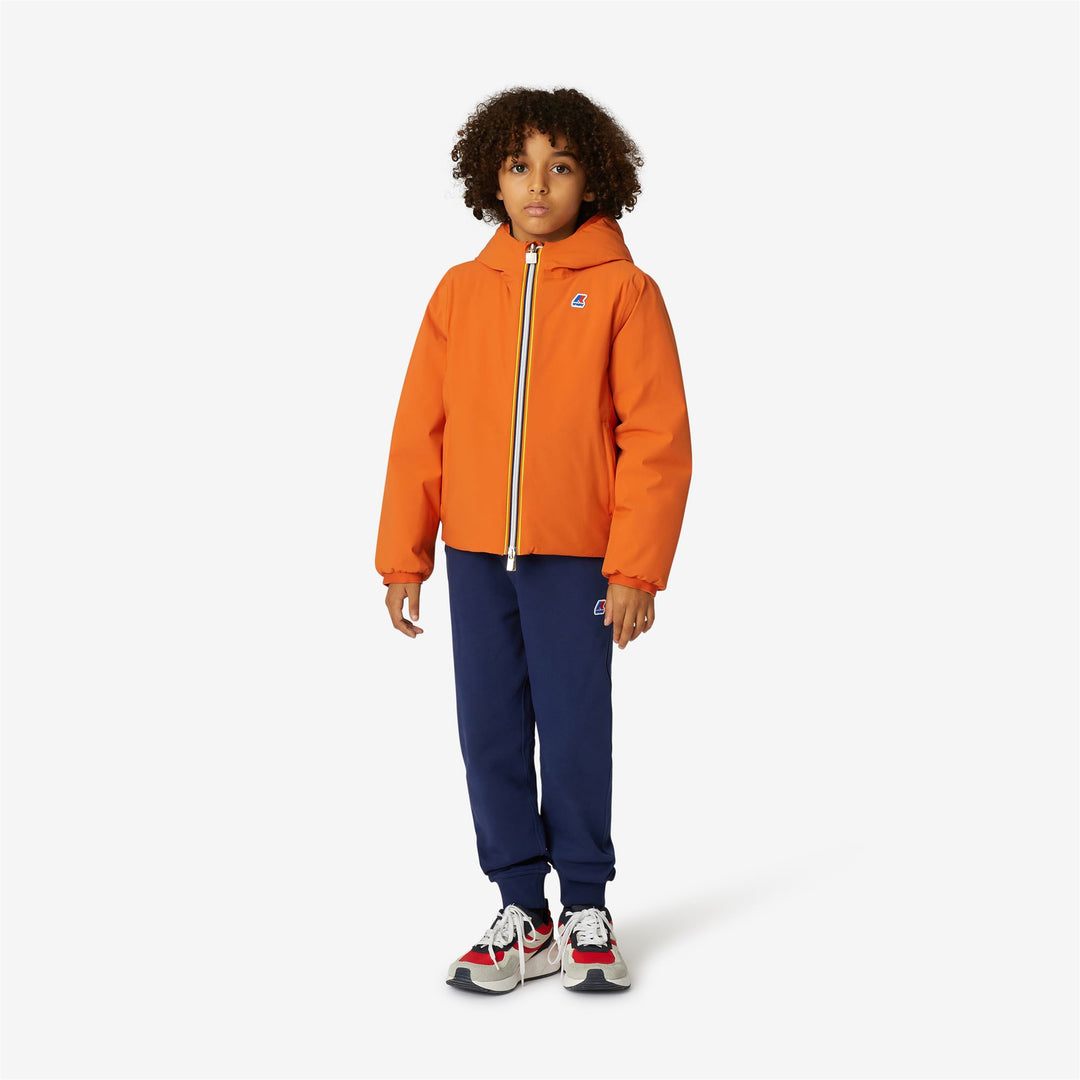 Jackets Boy P. JACQUES WARM REVERSIBLE Short ORANGE RUST - BLUE DEPTH Dressed Back (jpg Rgb)		